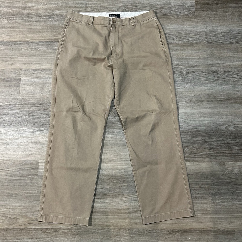 VTG J Crew Relaxed Straight Khaki Pants Mens 35x32 Beige Chino Y2K